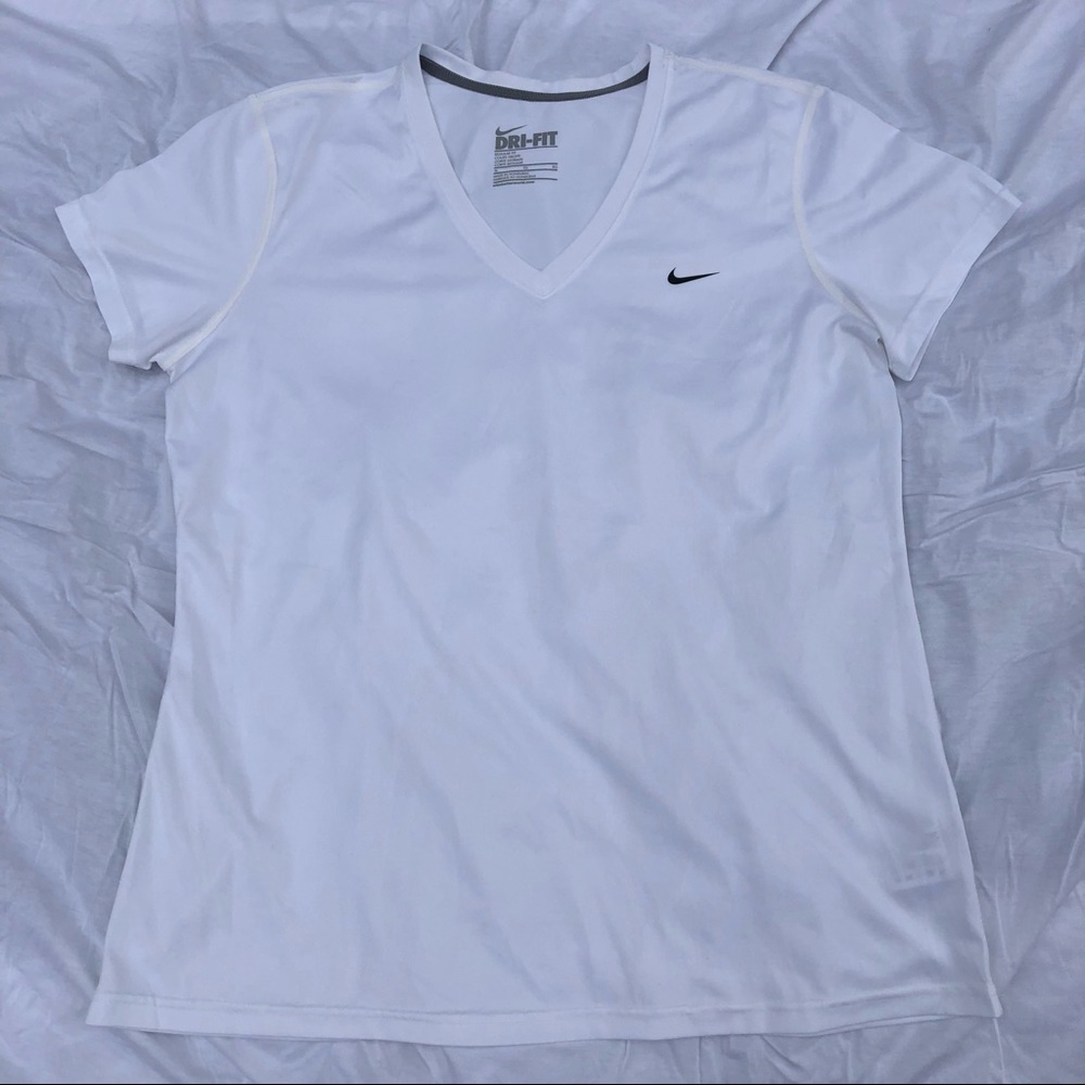 Nike Dri-Fit White V-Neck Shirt